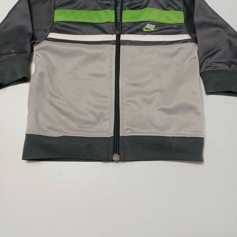 Nike Boys 18M Jacket Sweatshirt Grey Long Sleeve Pockets Embroidered‎ White Logo